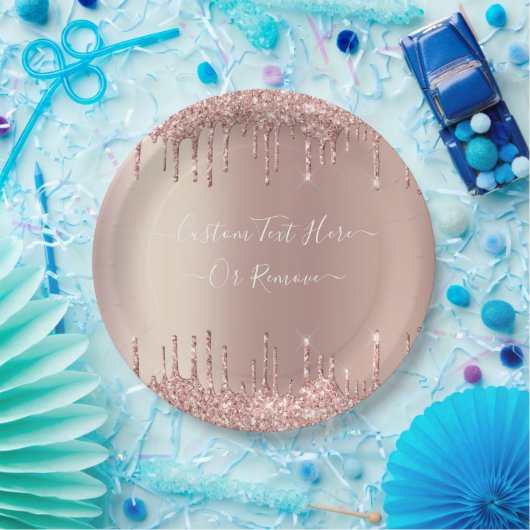 Roos Gold Blush glitter Sparkle Drift Custom Text Papieren Bordje (Feest)