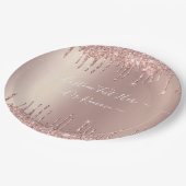 Roos Gold Blush glitter Sparkle Drift Custom Text Papieren Bordje (Gekanteld)
