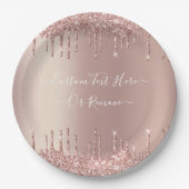 Roos Gold Blush glitter Sparkle Drift Custom Text Papieren Bordje (Voorkant)