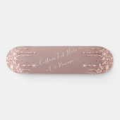 Roos Gold Blush glitter Sparkle Drift Custom Text Persoonlijk Skateboard (Horizontaal)
