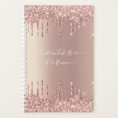 Roos Gold Blush glitter Sparkle Drift Custom Text Planner (Voorkant)