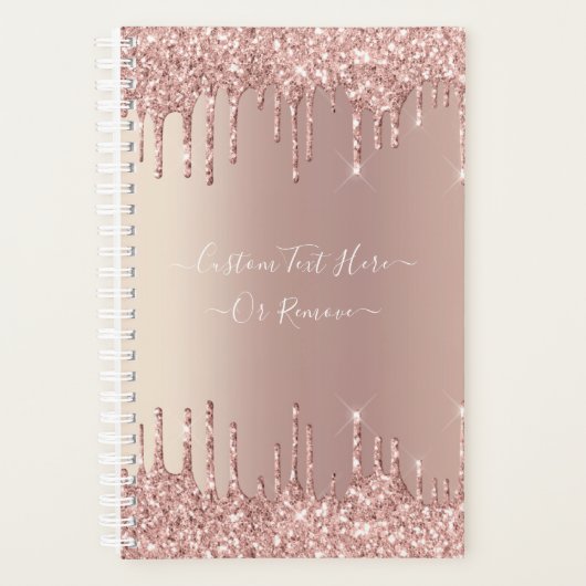 Roos Gold Blush glitter Sparkle Drift Custom Text Planner (Voorkant)