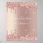Roos Gold Blush glitter Sparkle Drift Custom Text Poster (Voorkant)