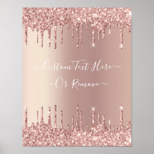 Roos Gold Blush glitter Sparkle Drift Custom Text Poster