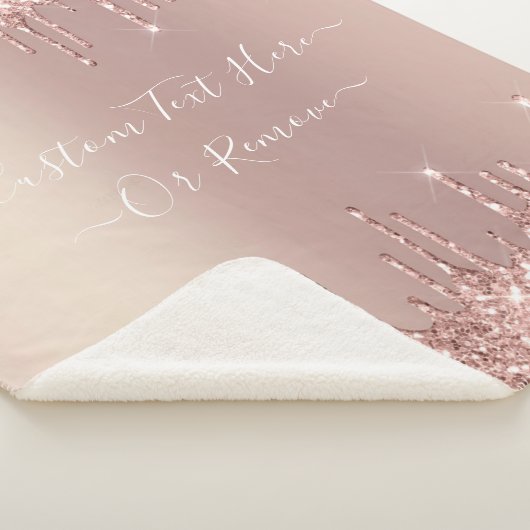 Roos Gold Blush glitter Sparkle Drift Custom Text Sherpa Deken (3/4)