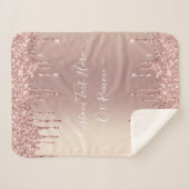 Roos Gold Blush glitter Sparkle Drift Custom Text Sherpa Deken (Voorkant (horizontaal))