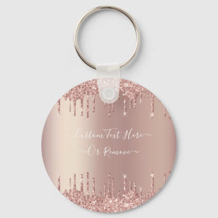Roos Gold Blush glitter Sparkle Drift Custom Text Sleutelhanger