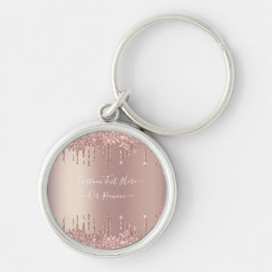 Roos Gold Blush glitter Sparkle Drift Custom Text Sleutelhanger