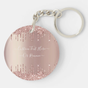Roos Gold Blush glitter Sparkle Drift Custom Text Sleutelhanger