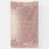 Roos Gold Blush glitter Sparkle Drift Custom Text Spandoek (Verticaal)