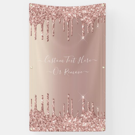 Roos Gold Blush glitter Sparkle Drift Custom Text Spandoek (Verticaal)