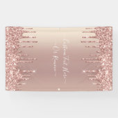 Roos Gold Blush glitter Sparkle Drift Custom Text Spandoek (Horizontaal)