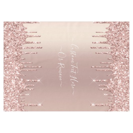 Roos Gold Blush glitter Sparkle Drift Custom Text Tafelkleed (Voorkant (Horizontaal))