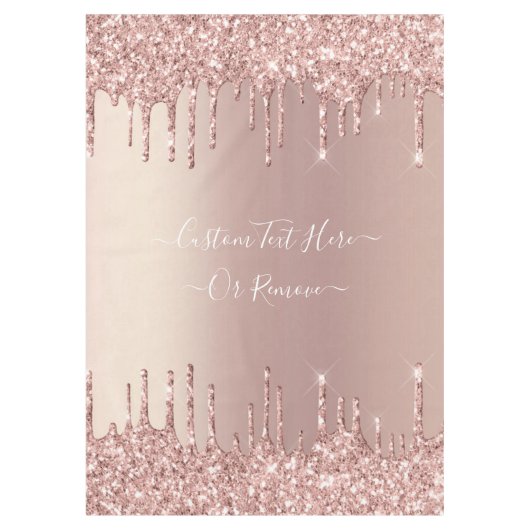 Roos Gold Blush glitter Sparkle Drift Custom Text Tafelkleed (Voorkant)