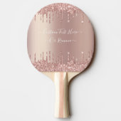 Roos Gold Blush glitter Sparkle Drift Custom Text Tafeltennisbatje (Achterkant)