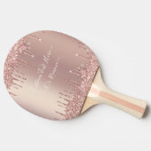 Roos Gold Blush glitter Sparkle Drift Custom Text Tafeltennisbatje (Zijkant)