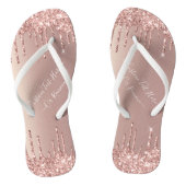 Roos Gold Blush glitter Sparkle Drift Custom Text Teenslippers (Voetbed)