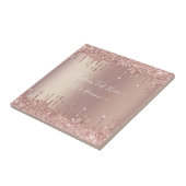 Roos Gold Blush glitter Sparkle Drift Custom Text Tegeltje (Zijkant)