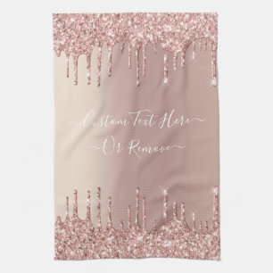 Roos Gold Blush glitter Sparkle Drift Custom Text Theedoek