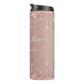 Roos Gold Blush glitter Sparkle Drift Custom Text  Thermosbeker (Geroteerd rechts)