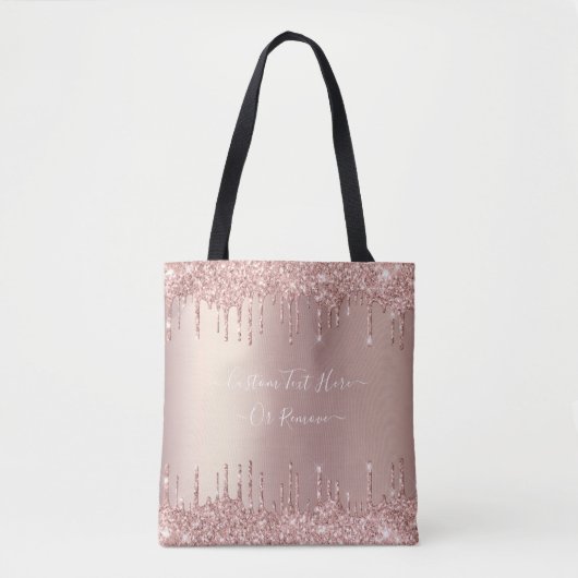Roos Gold Blush glitter Sparkle Drift Custom Text  Tote Bag (Voorkant)