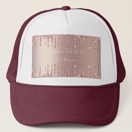 Roos Gold Blush glitter Sparkle Drift Custom Text Trucker Pet (Voorkant)