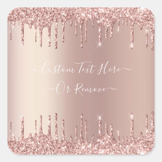 Roos Gold Blush glitter Sparkle Drift Custom Text Vierkante Sticker (Voorkant)