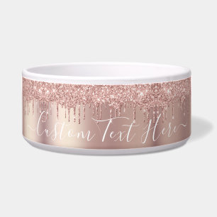 Roos Gold Blush glitter Sparkle Drift Custom Text  Voerbakje