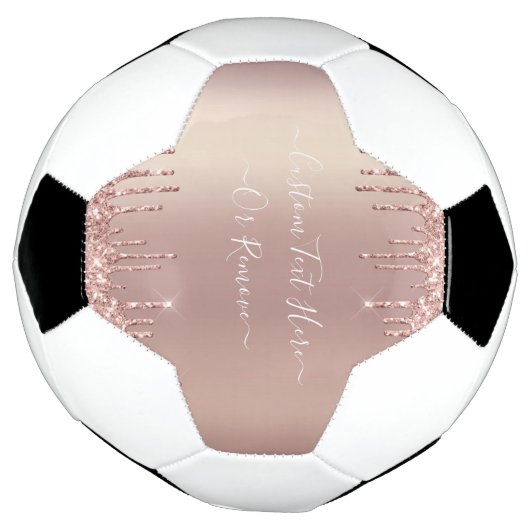 Roos Gold Blush glitter Sparkle Drift Custom Text  Voetbal (Gedraaid)