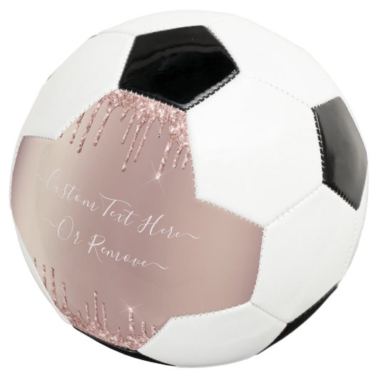 Roos Gold Blush glitter Sparkle Drift Custom Text  Voetbal (Drie kwart)