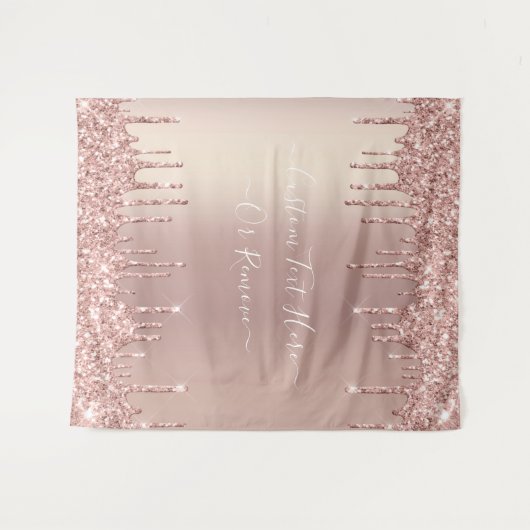 Roos Gold Blush glitter Sparkle Drift Custom Text Wandkleed (Voorkant (horizontaal))