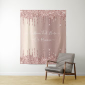 Roos Gold Blush glitter Sparkle Drift Custom Text Wandkleed (In situ)