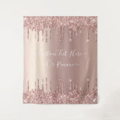 Roos Gold Blush glitter Sparkle Drift Custom Text Wandkleed (Voorkant)