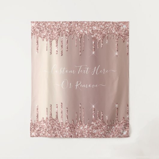 Roos Gold Blush glitter Sparkle Drift Custom Text Wandkleed (Voorkant)