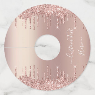Roos Gold Blush glitter Sparkle Drift Custom Text Wijnglaslabel