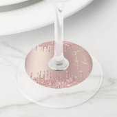 Roos Gold Blush glitter Sparkle Drift Custom Text Wijnglaslabel (Dichtbij)