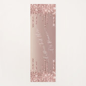 Roos Gold Blush glitter Sparkle Drift Custom Text  Yogamat (Voorkant)