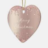 Roos Gold Blush Glitter Sparkle Drift Kerstmis Keramisch Ornament (Links)