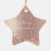 Roos Gold Blush Glitter Sparkle Drift Kerstmis Keramisch Ornament (Achterkant)