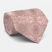 Roos Gold Blush Glitter Sparkle Drift Stropdas (Opgerold)