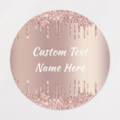 Roos Gold Blush Glitter Sparkle Drift Tekstlabels Labels (Design 1)