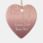 Roos Gold Blush Glitter Sparkle Drift Text Weddens Keramisch Ornament (Rechts)