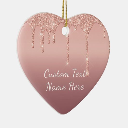 Roos Gold Blush Glitter Sparkle Drift Text Weddens Keramisch Ornament (Rechts)