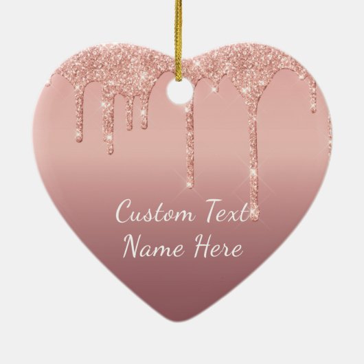 Roos Gold Blush Glitter Sparkle Drift Text Weddens Keramisch Ornament (Achterkant)