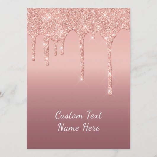 Roos Gold Blush Glitter Sparkle Drift Text Weddens Menu (Achterkant)