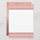 Roos Gold Blush Glitter Sparkle Drift Text Weddens Menu (Voorkant / Achterkant)