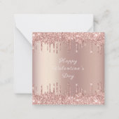 Roos Gold Blush Glitter Sparkle Drift Valentijns Notitiekaartje (Voorkant)