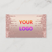 Roos Gold Blush Glitter Sparkle Drijft uw Logo Visitekaartje (Voorkant)