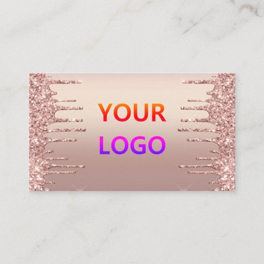 Roos Gold Blush Glitter Sparkle Drijft uw Logo Visitekaartje (Voorkant)