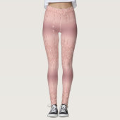 Roos Gold Blush glitter Sparkle Drip Party Legging (Voorkant)